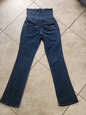 Indigo Blue Navy Maternity Flare Jeans